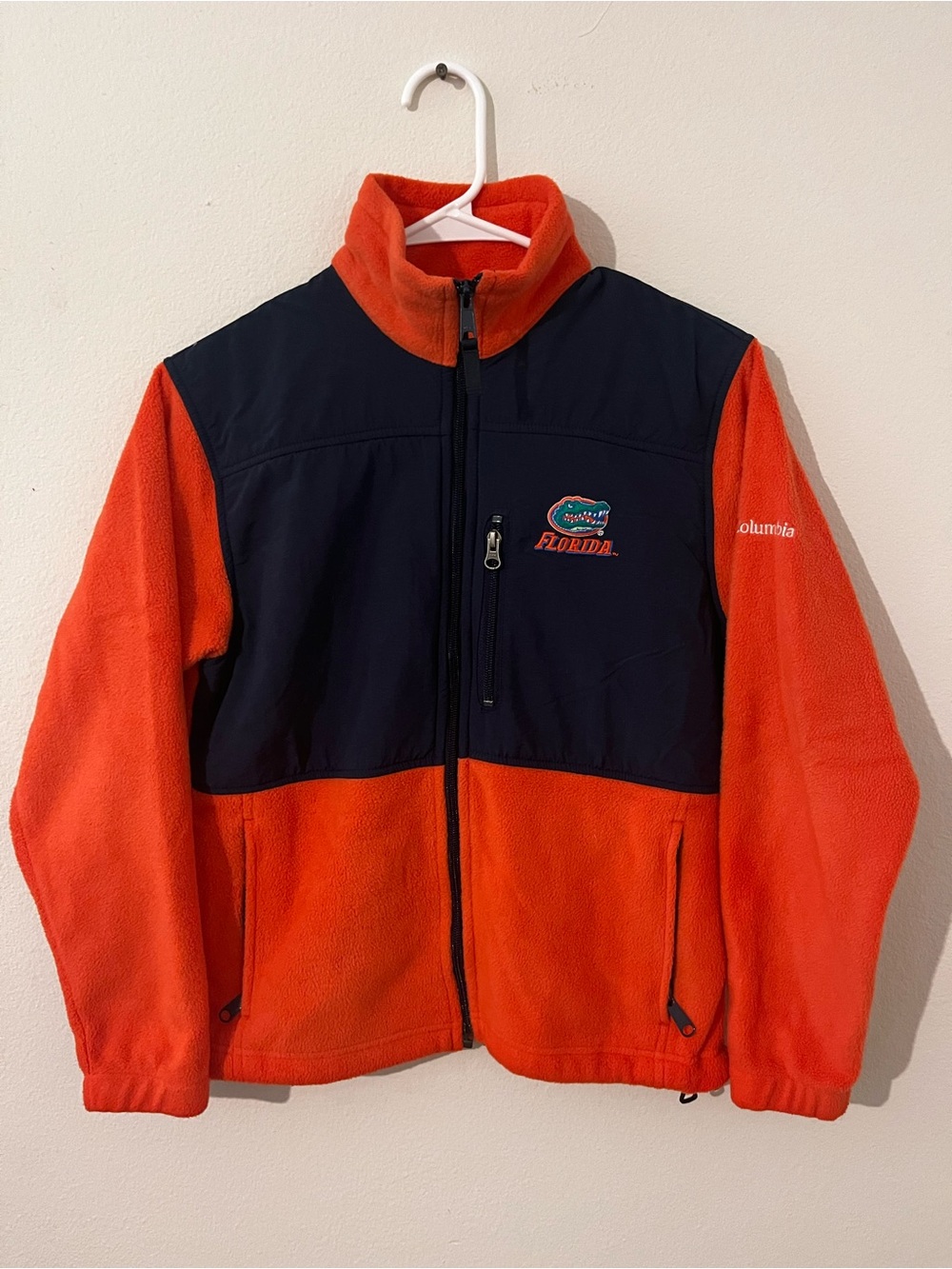 Columbia Orange and Navy Fleece Puffer Jacket with Florida Crest